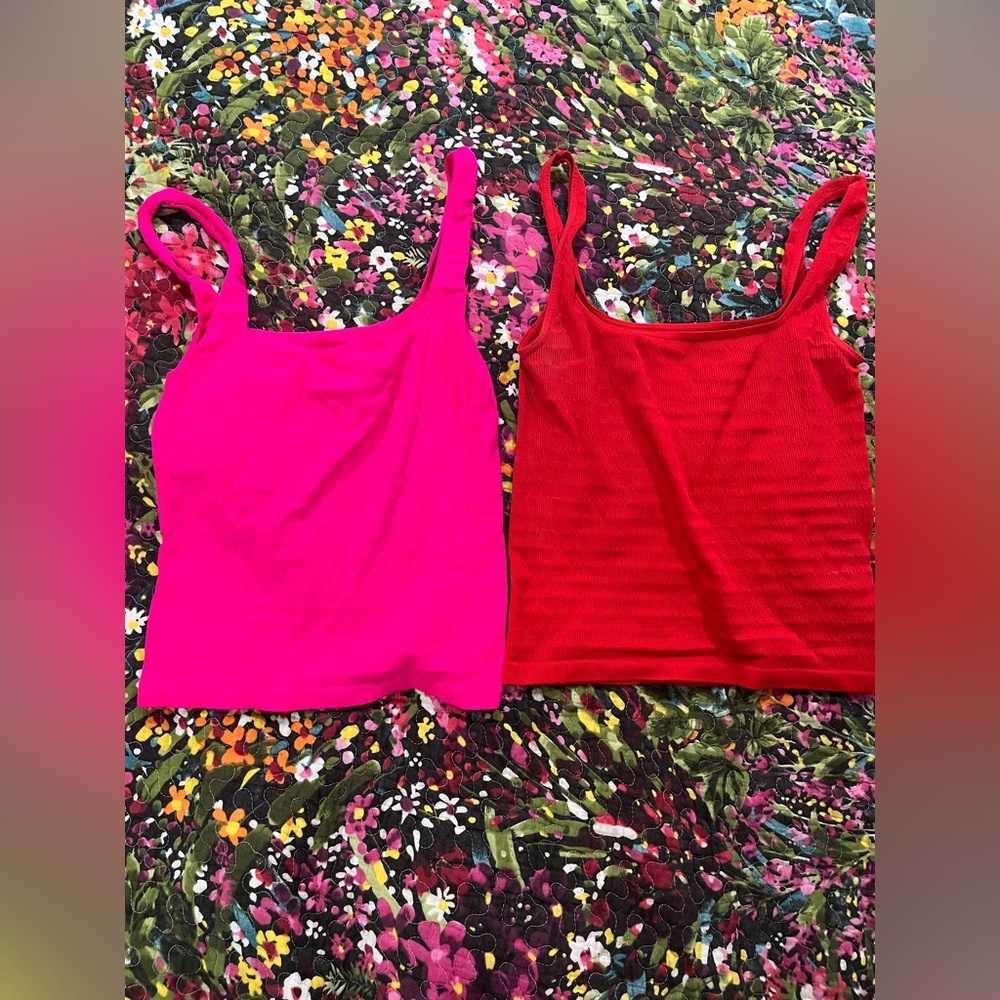 Free People Lot of Two Pink and Red Women's Tank Tops